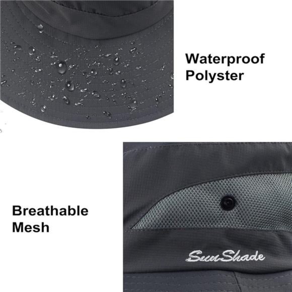 Womens Summer SunHat Wide Brim Outdoor UV Protection Hat Foldable PonytailBucket - Picture 6 of 7